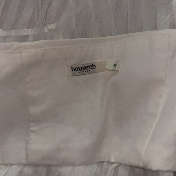 NWOT House of CB 'Lucie' White Pleated long sleeves crop top Top sz M - Picture 5 of 8